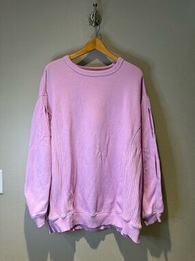 Aerie Oversized Lilac Purple Crewneck Sweatshirt Side Slit Detailing Size Medium